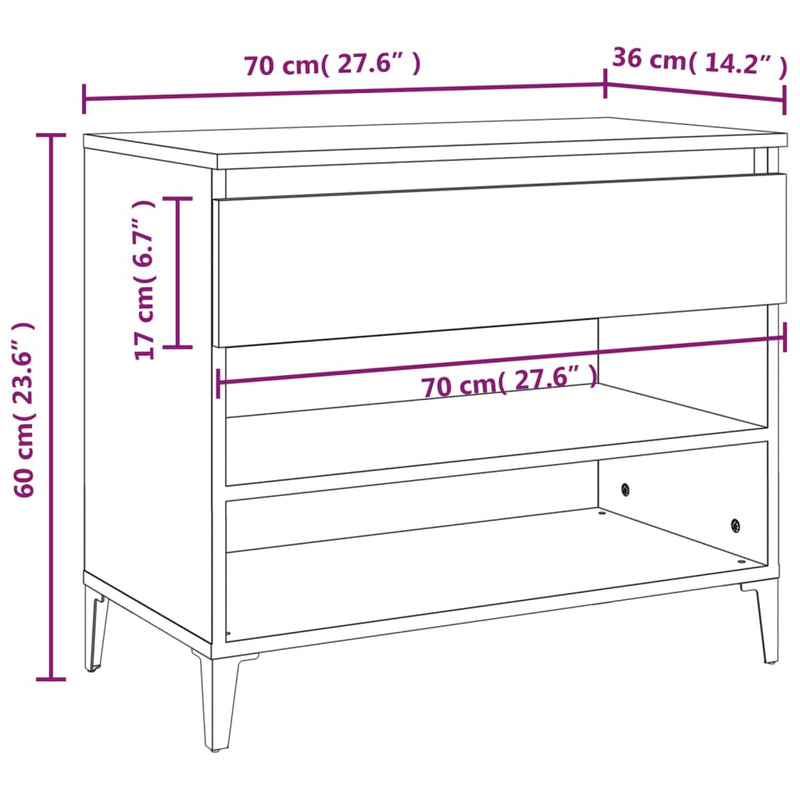 Shoe Cabinet Concrete Grey 70x36x60 cm Engineered Wood