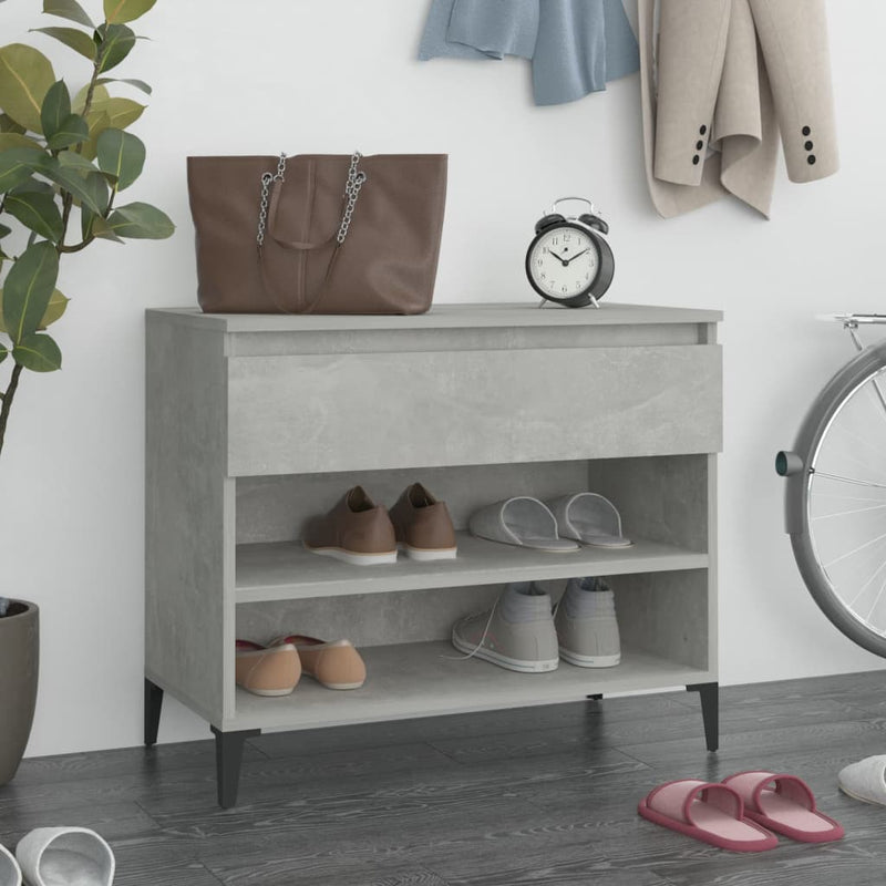 Shoe Cabinet Concrete Grey 70x36x60 cm Engineered Wood