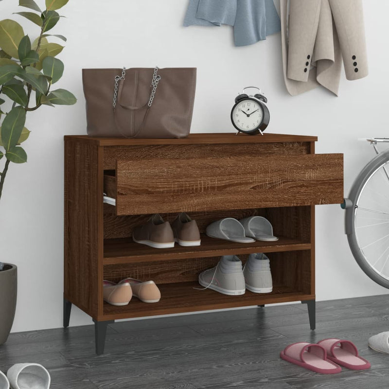 Shoe Cabinet Smoked Oak 70x36x60 cm Engineered Wood