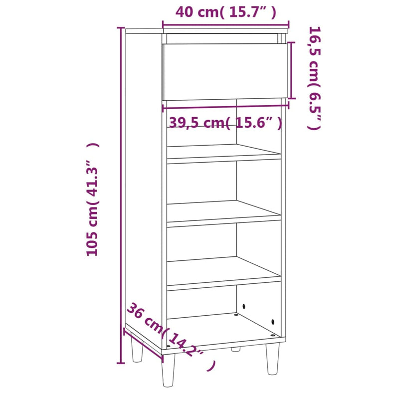 Shoe Cabinet Black 40x36x105 cm Engineered Wood