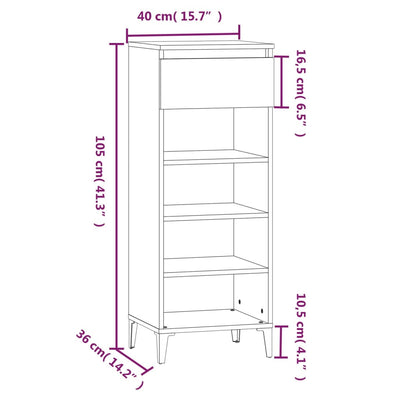 Shoe Rack Black 40x36x105 cm Engineered Wood