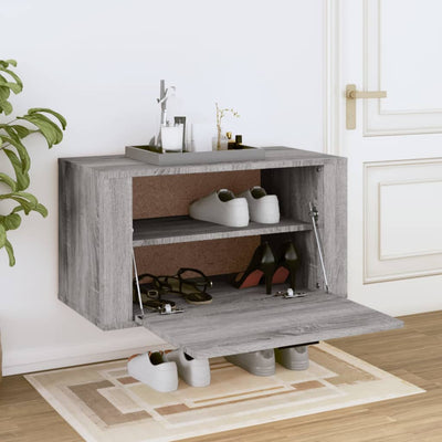 Wall-mounted Shoe Cabinet Grey Sonoma 70x35x38 cm Solid Wood Pine