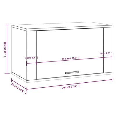 Wall-mounted Shoe Cabinet Grey Sonoma 70x35x38 cm Solid Wood Pine