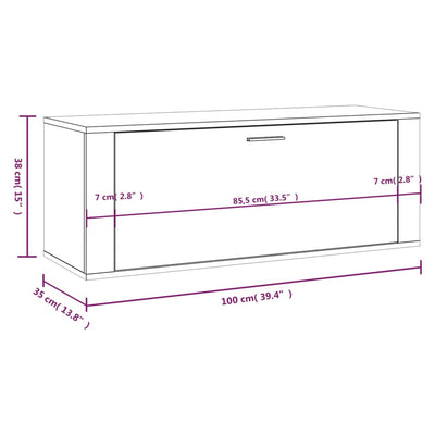 Wall Shoe Cabinet White 100x35x38 cm Engineered Wood