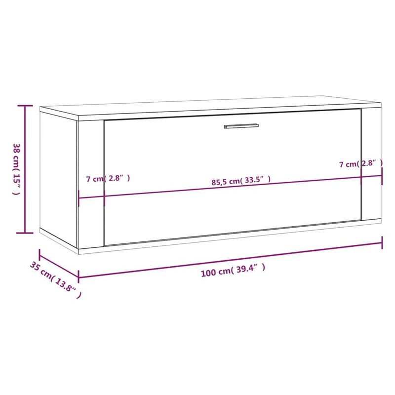 Wall Shoe Cabinet Smoked Oak 100x35x38 cm Engineered Wood