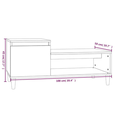 Coffee Table High Gloss White 100x50x45 cm Engineered Wood