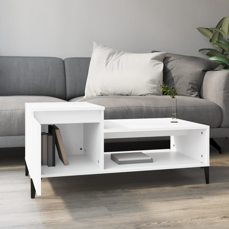 Coffee Table White 100x50x45 cm Engineered Wood