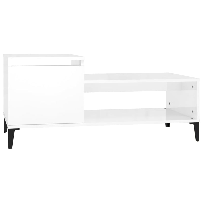 Coffee Table High Gloss White 100x50x45 cm Engineered Wood