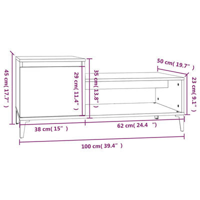 Coffee Table Sonoma Oak 100x50x45 cm Engineered Wood