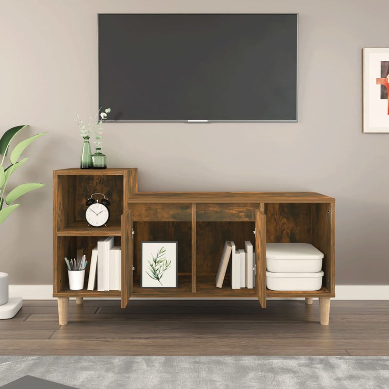 TV Cabinet Smoked Oak 100x35x55 cm Engineered Wood