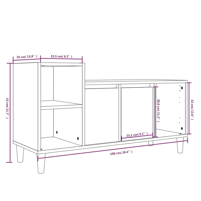 TV Cabinet Smoked Oak 100x35x55 cm Engineered Wood