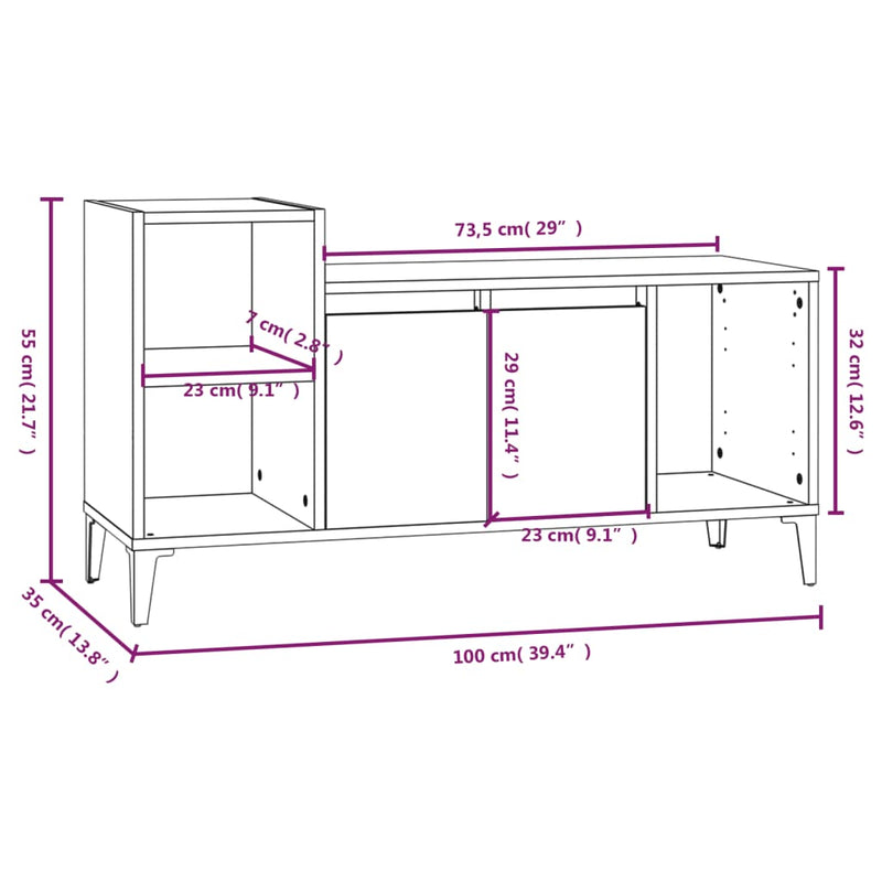 TV Cabinet Black 100x35x55 cm Engineered Wood