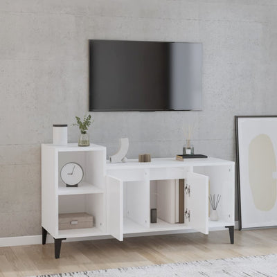 TV Cabinet High Gloss White 100x35x55 cm Engineered Wood