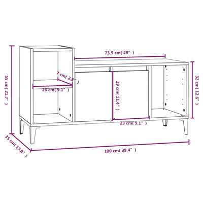 TV Cabinet Concrete Grey 100x35x55 cm Engineered Wood