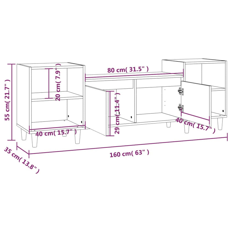 TV Cabinet Brown Oak 160x35x55 cm Engineered Wood