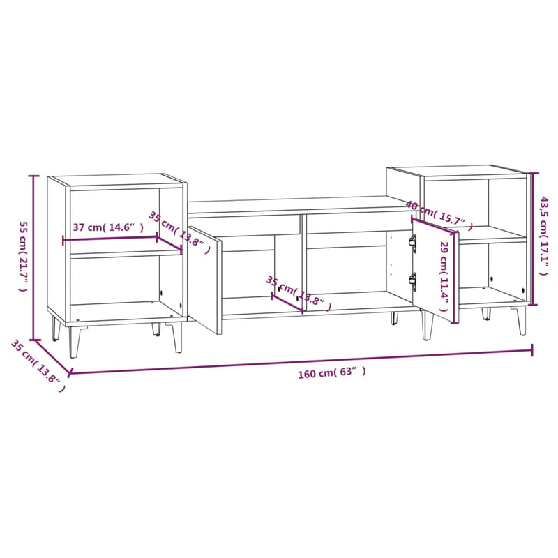 TV Cabinet White 160x35x55 cm Engineered Wood