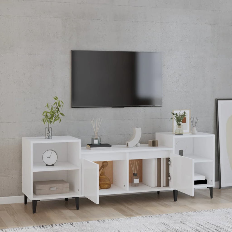 TV Cabinet High Gloss White 160x35x55 cm Engineered Wood