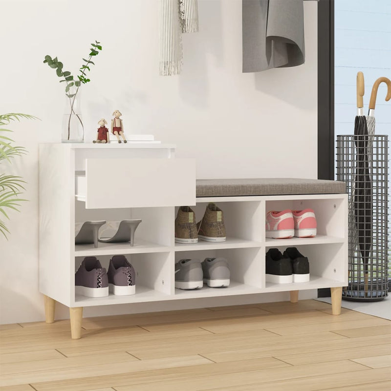 Shoe Cabinet White 102x36x60 cm Engineered Wood