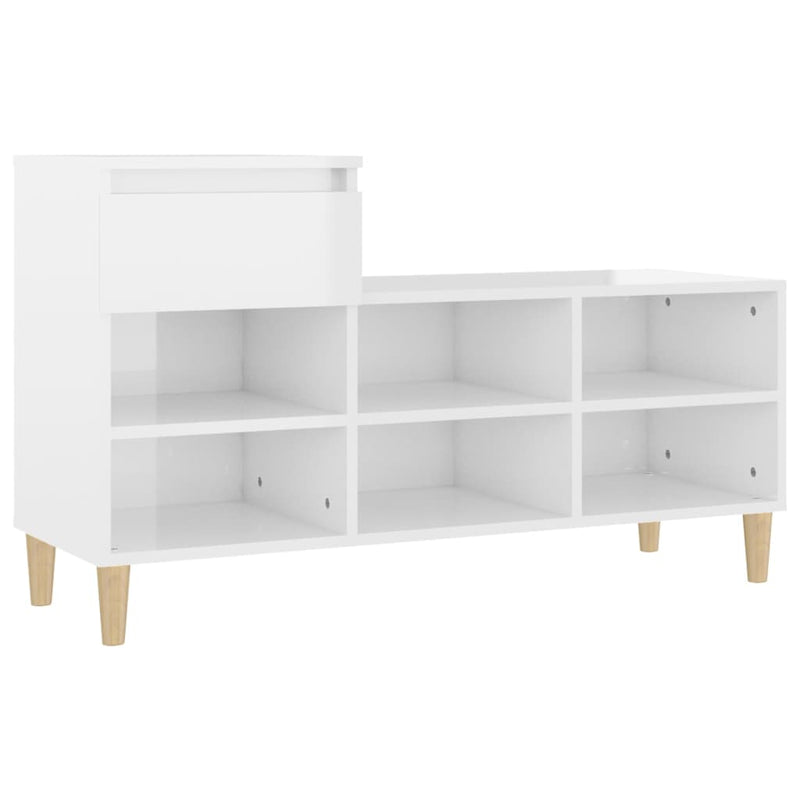 Shoe Cabinet High Gloss White 102x36x60 cm Engineered Wood