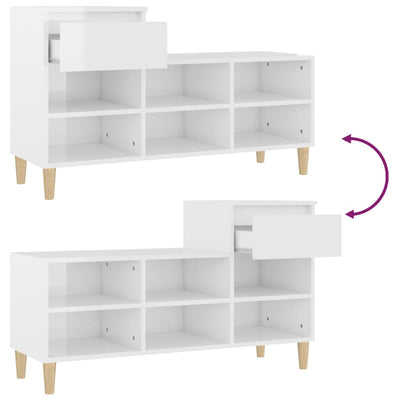 Shoe Cabinet High Gloss White 102x36x60 cm Engineered Wood