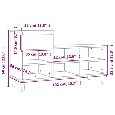 Shoe Cabinet Sonoma Oak 102x36x60 cm Engineered Wood