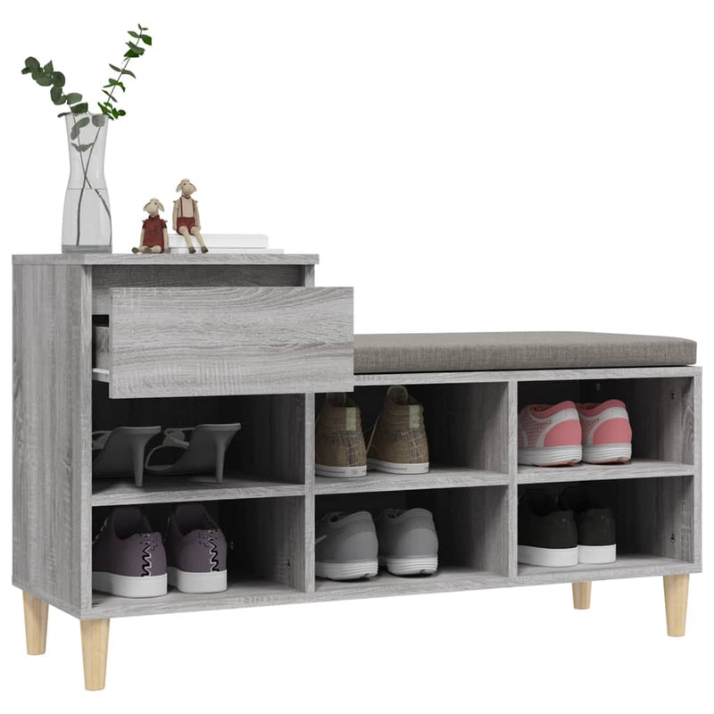 Shoe Cabinet Grey Sonoma 102x36x60 cm Engineered Wood