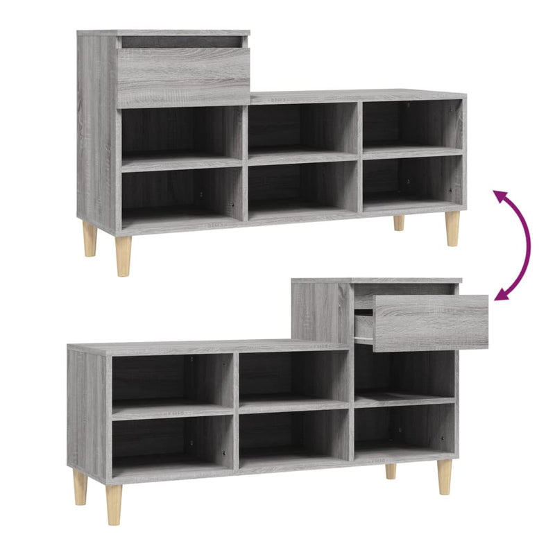 Shoe Cabinet Grey Sonoma 102x36x60 cm Engineered Wood