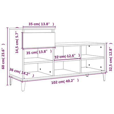 Shoe Cabinet White 102x36x60 cm Engineered Wood