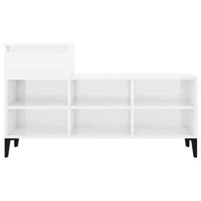 Shoe Cabinet High Gloss White 102x36x60 cm Engineered Wood