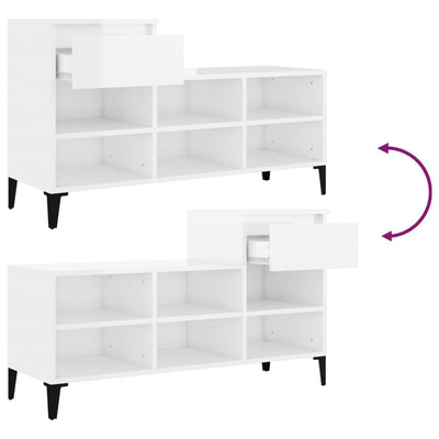 Shoe Cabinet High Gloss White 102x36x60 cm Engineered Wood