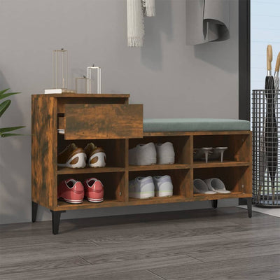 Shoe Cabinet Smoked Oak 102x36x60 cm Engineered Wood