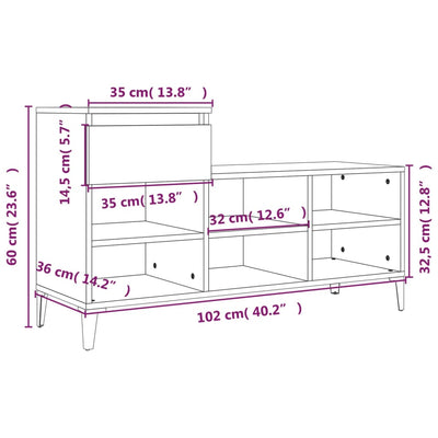 Shoe Cabinet Smoked Oak 102x36x60 cm Engineered Wood