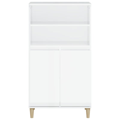 Highboard High Gloss White 60x36x110 cm Engineered Wood