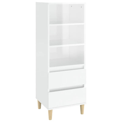 Highboard High Gloss White 40x36x110 cm Engineered Wood