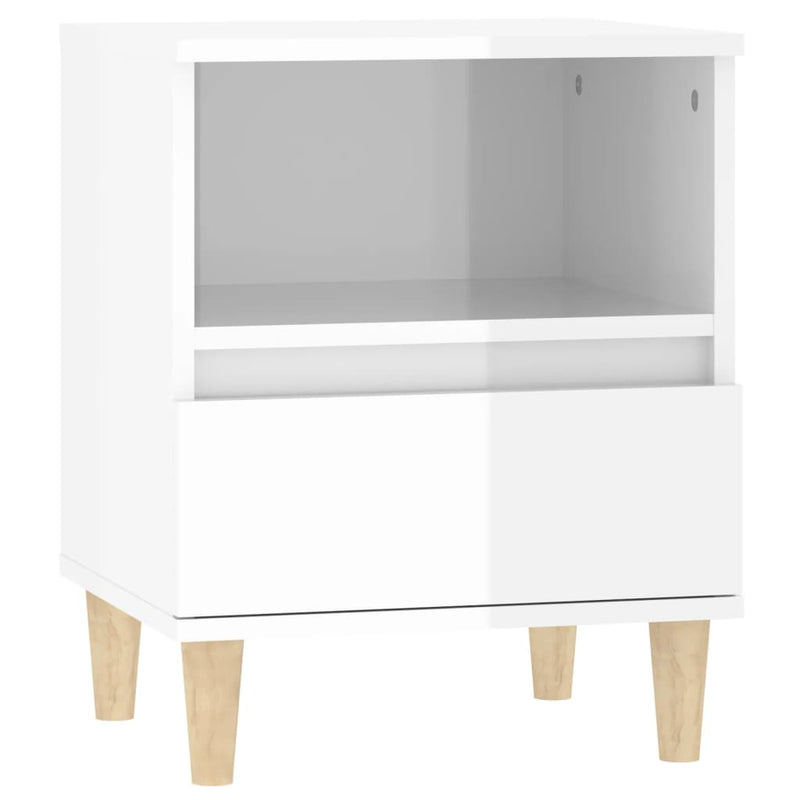 Bedside Cabinet High Gloss White 40x35x50 cm