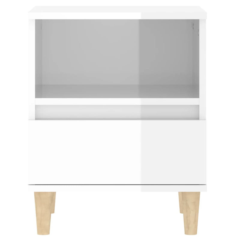 Bedside Cabinet High Gloss White 40x35x50 cm