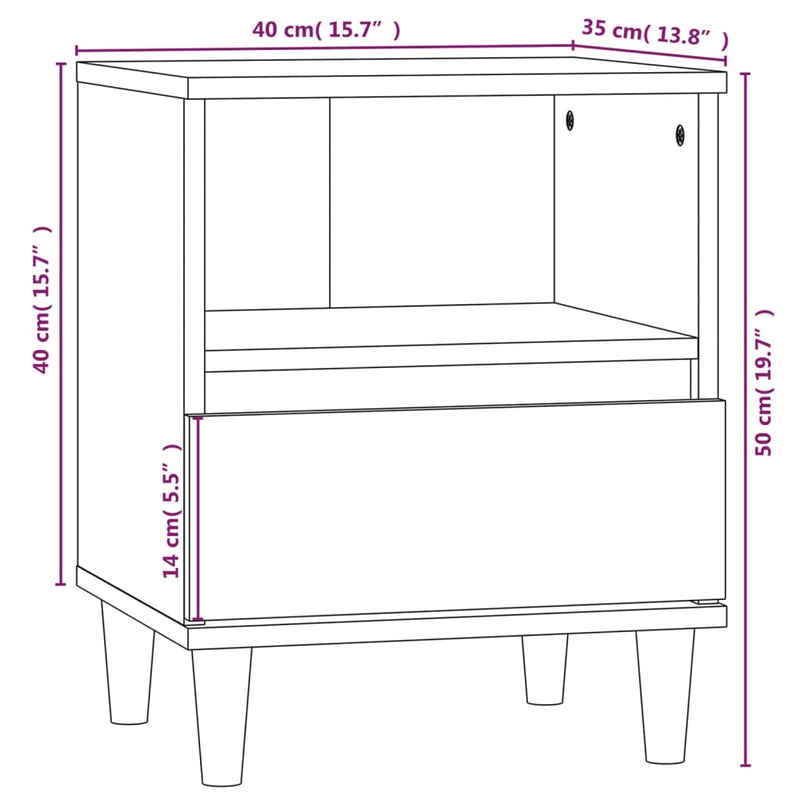 Bedside Cabinet High Gloss White 40x35x50 cm