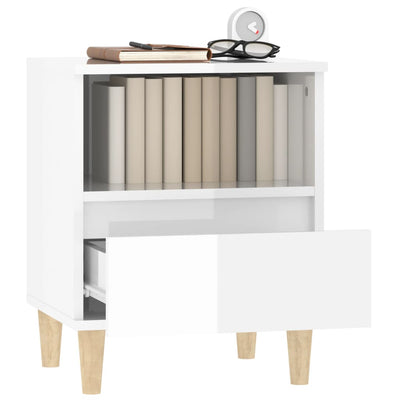 Bedside Cabinets 2 pcs High Gloss White 40x35x50 cm