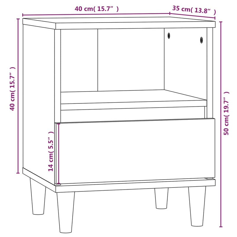 Bedside Cabinets 2 pcs High Gloss White 40x35x50 cm