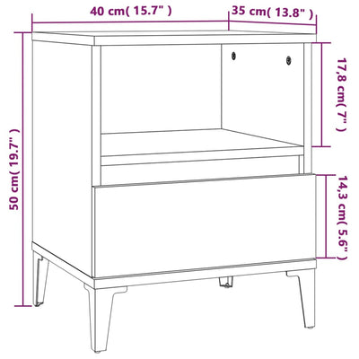 Bedside Cabinet White 40x35x50 cm