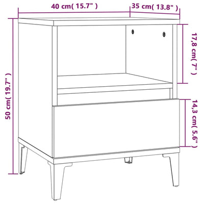 Bedside Cabinet Black 40x35x50 cm