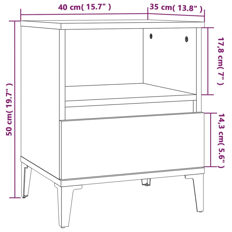 Bedside Cabinet Black 40x35x50 cm