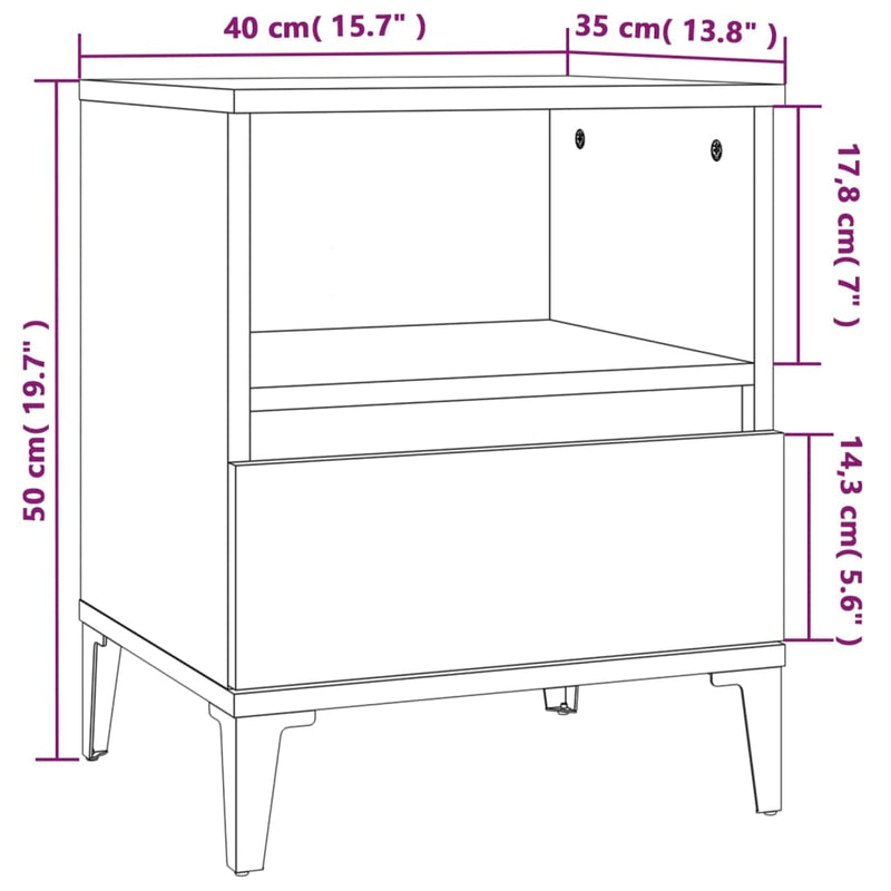 Bedside Cabinets 2 pcs High Gloss White 40x35x50 cm