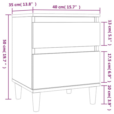 Bedside Cabinet White 40x35x50 cm