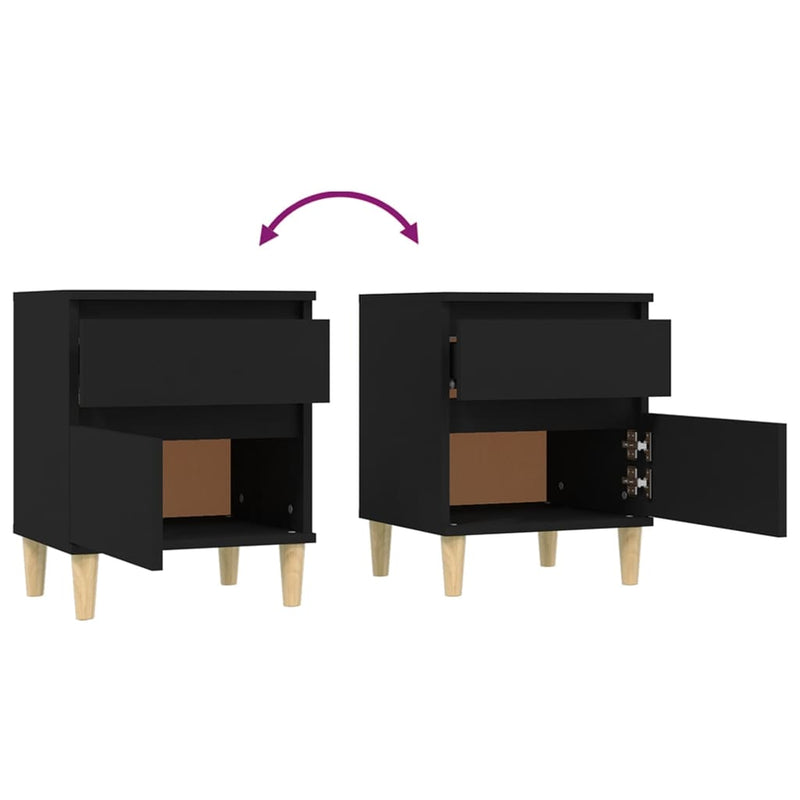 Bedside Cabinets 2 pcs Black 40x35x50 cm