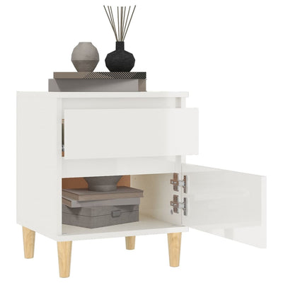 Bedside Cabinet High Gloss White 40x35x50 cm