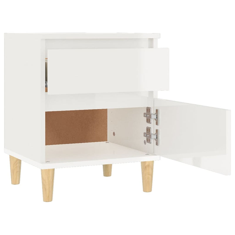 Bedside Cabinet High Gloss White 40x35x50 cm