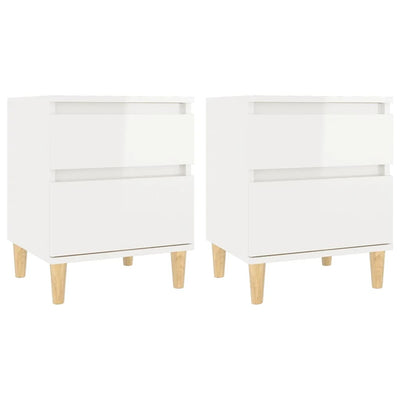 Bedside Cabinets 2 pcs High Gloss White 40x35x50 cm