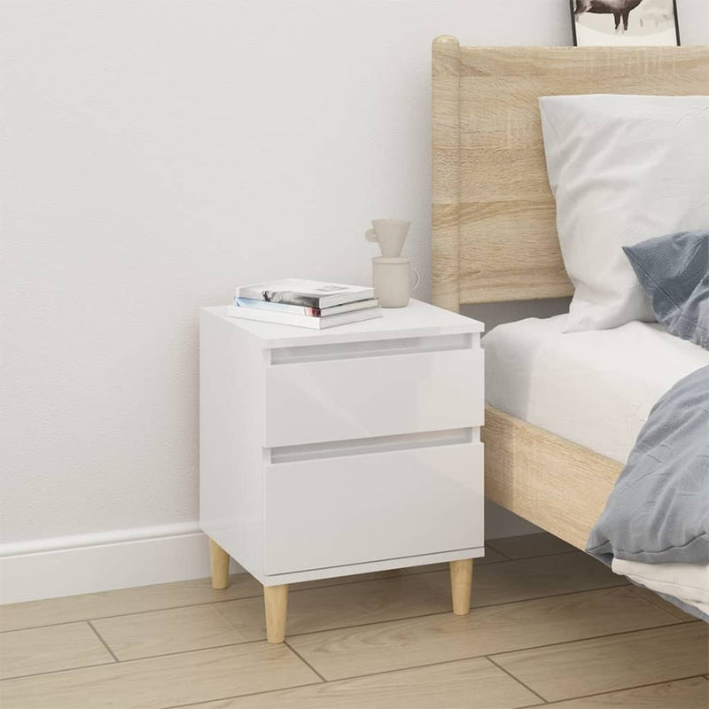 Bedside Cabinets 2 pcs High Gloss White 40x35x50 cm