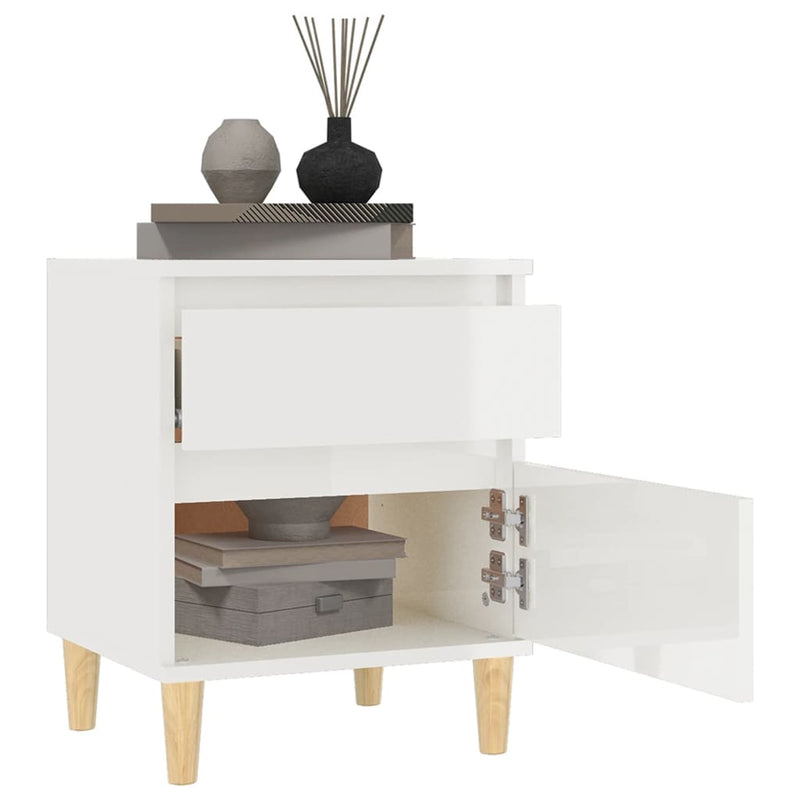 Bedside Cabinets 2 pcs High Gloss White 40x35x50 cm